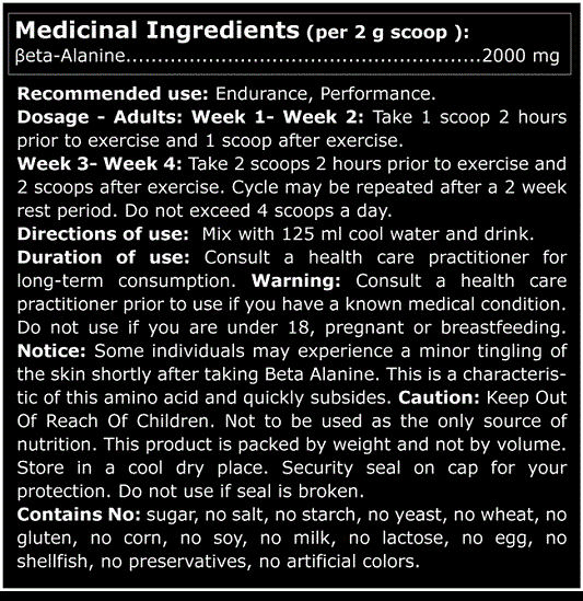 MVP Beta Alanine sastav