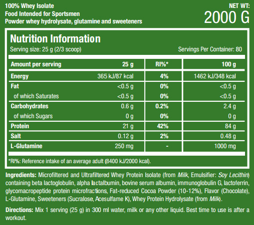 Scitec Whey Isolate sastav